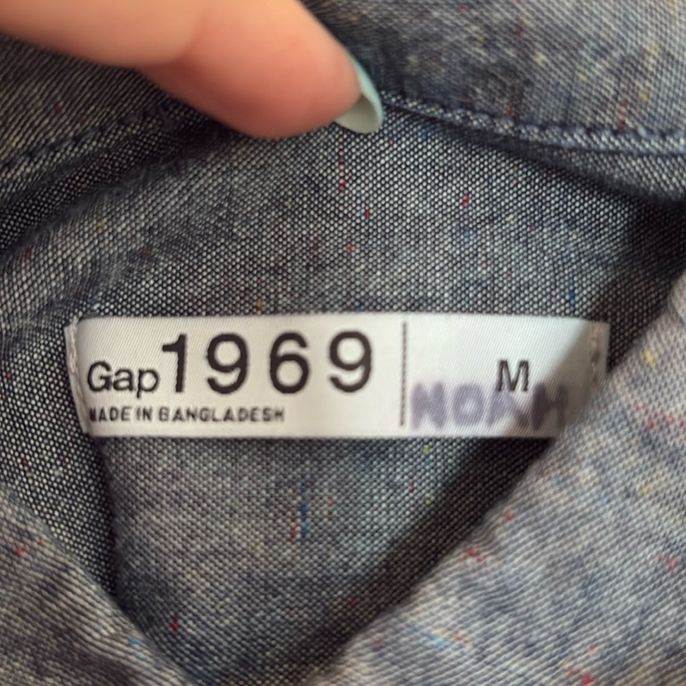 Gap Men's Blue Grey Denim Button Down